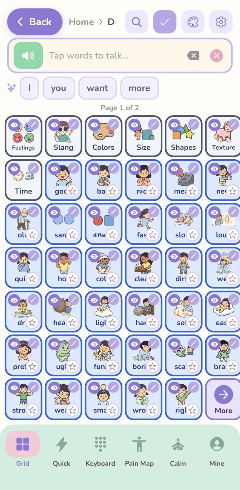 Edit mode β hide, edit, or favorite any card with a tap